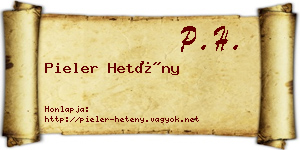 Pieler Hetény névjegykártya